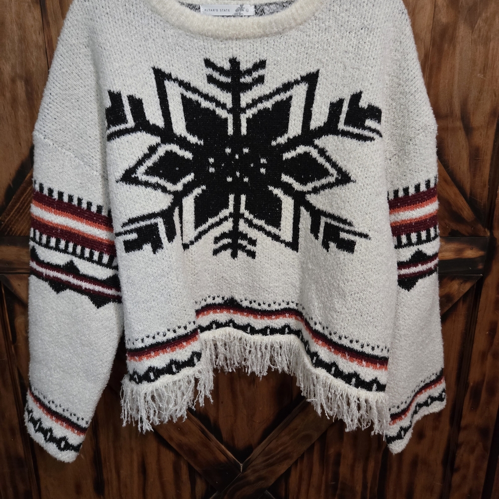 Altar'd State Black and White Snowflake Sweater